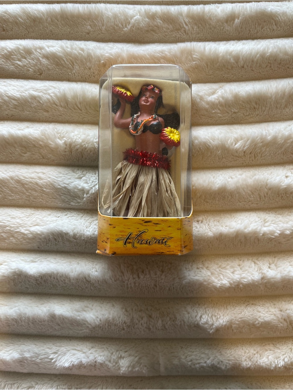 Hawaii Hula Girl Dashboard Doll - Red, Yellow, Tan